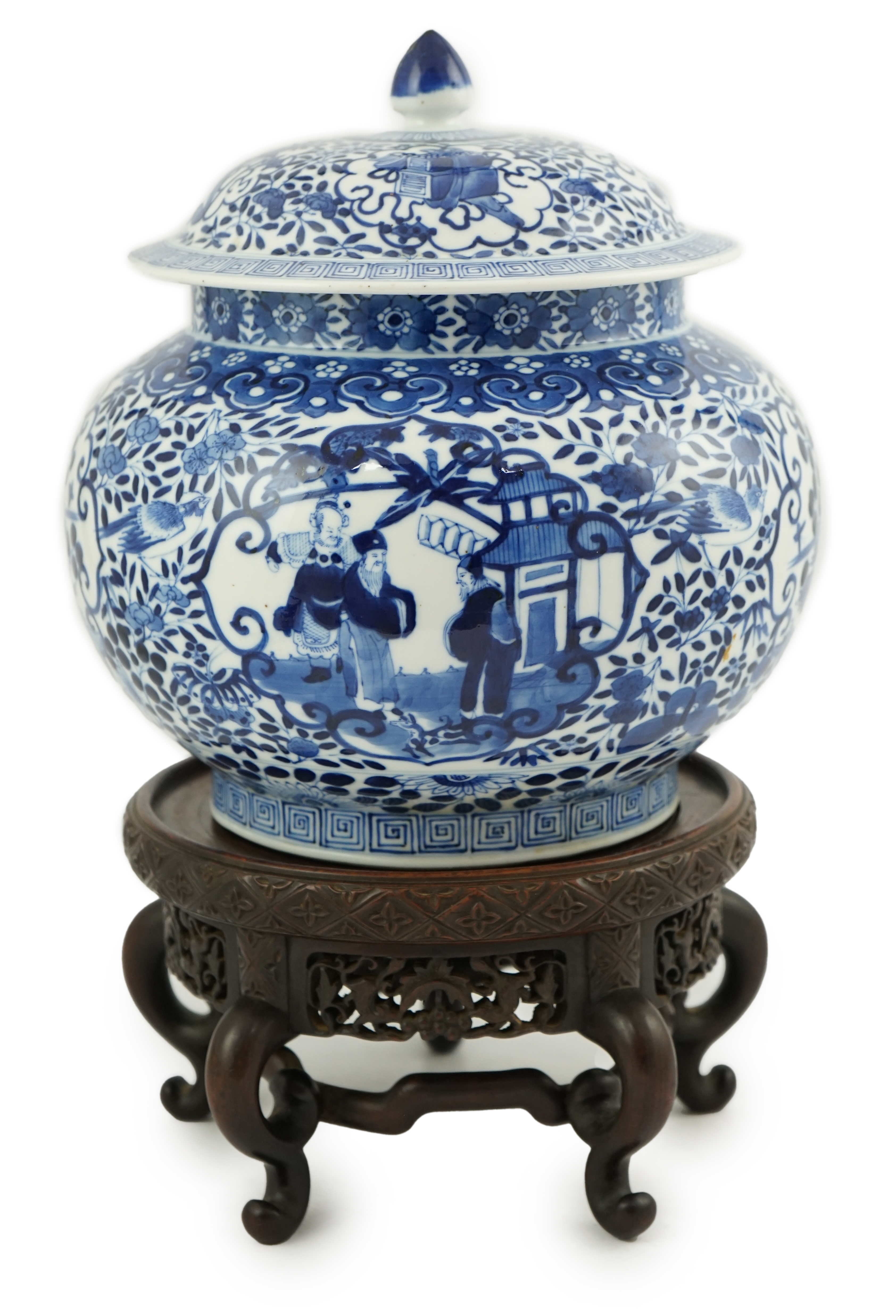 A Chinese blue and white jar and cover, Shunzhi mark but Guangxu period